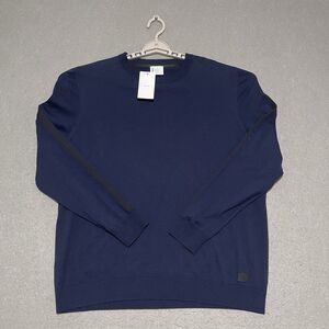 Bogner Sweater Mens 3XL Navy Blue Natural Victor-O Crewneck Luxury Ski MSRP $290